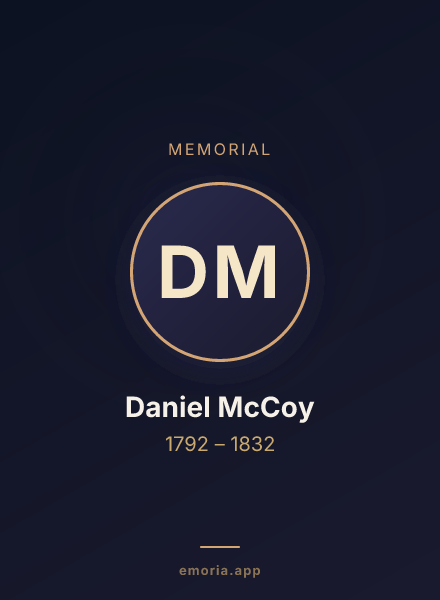 Memorial portrait of Daniel McCoy