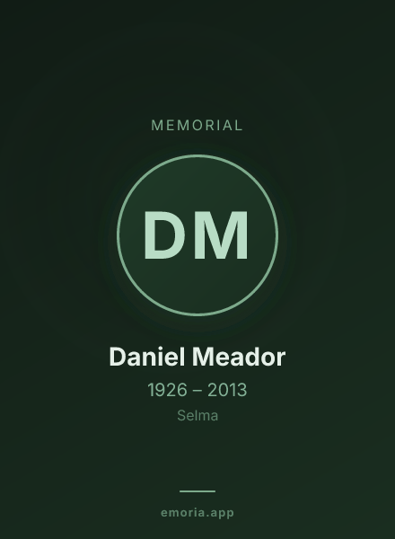 Memorial portrait of Daniel Meador