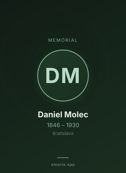 Memorial portrait of Daniel Molec