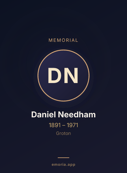 Memorial portrait of Daniel Needham