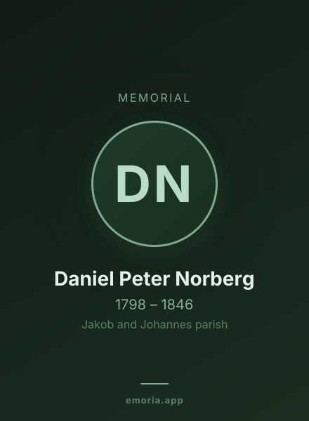 Memorial portrait of Daniel Peter Norberg