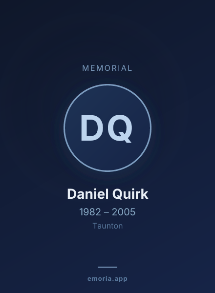 Memorial portrait of Daniel Quirk
