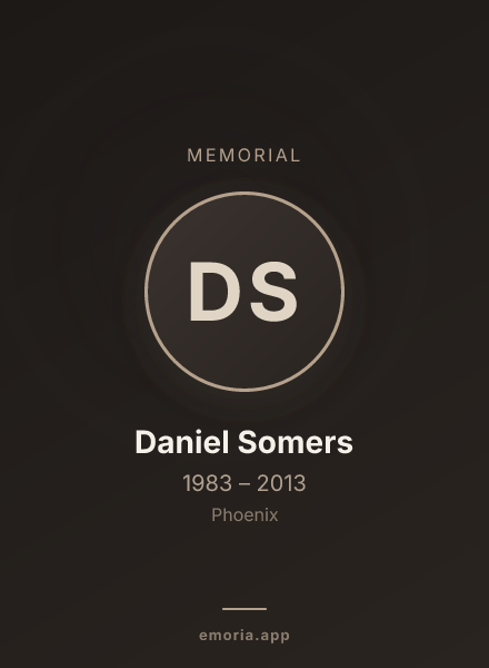 Memorial portrait of Daniel Somers
