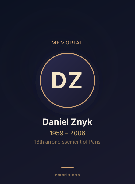 Memorial portrait of Daniel Znyk