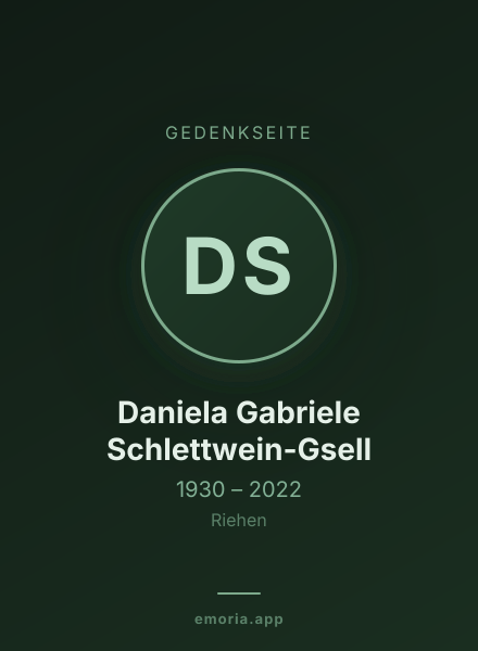 Gedenkportrait von Daniela Gabriele Schlettwein-Gsell