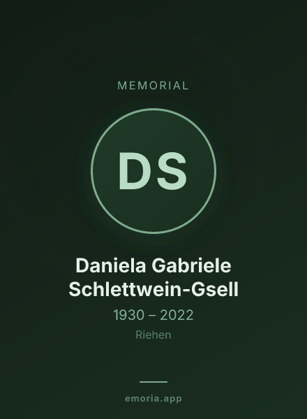 Memorial portrait of Daniela Gabriele Schlettwein-Gsell
