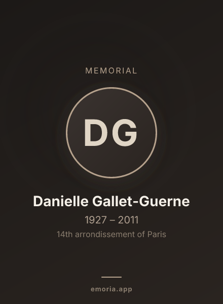 Memorial portrait of Danielle Gallet-Guerne