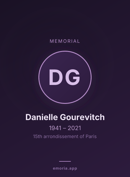 Memorial portrait of Danielle Gourevitch
