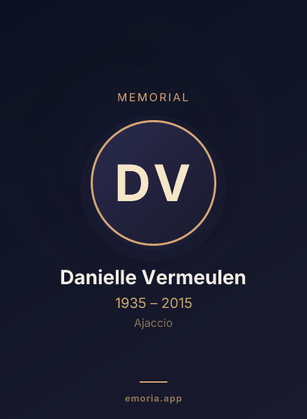 Memorial portrait of Danielle Vermeulen