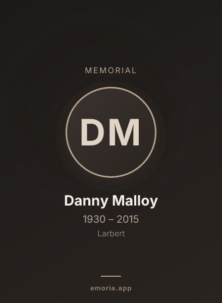 Memorial portrait of Danny Malloy