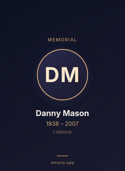 Memorial portrait of Danny Mason