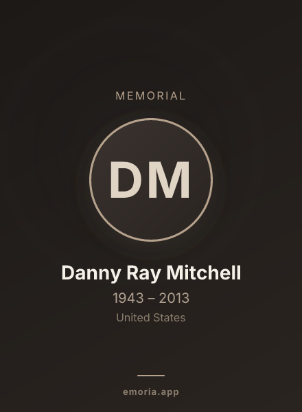 Memorial portrait of Danny Ray Mitchell