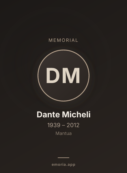 Memorial portrait of Dante Micheli