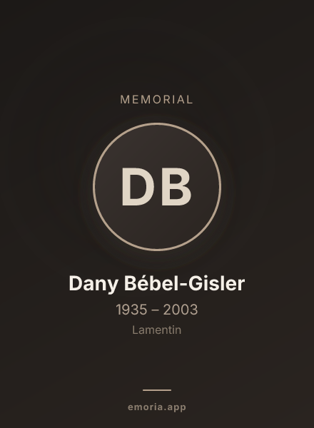 Memorial portrait of Dany Bébel-Gisler