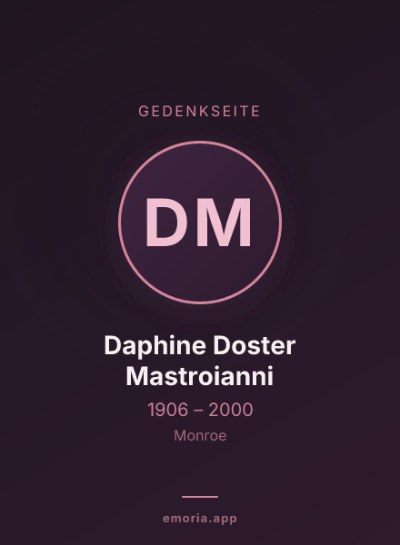 Gedenkportrait von Daphine Doster Mastroianni