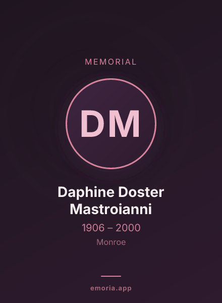 Memorial portrait of Daphine Doster Mastroianni