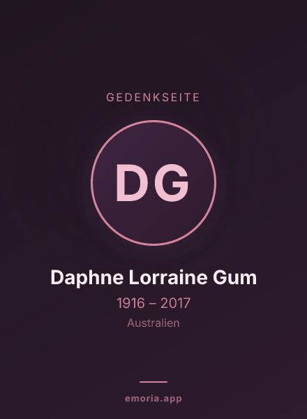 Gedenkportrait von Daphne Lorraine Gum