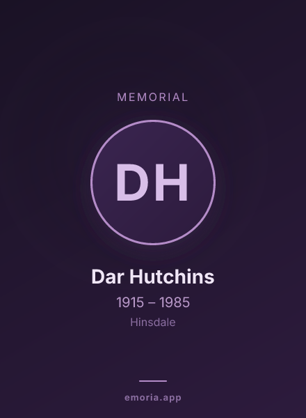 Memorial portrait of Dar Hutchins