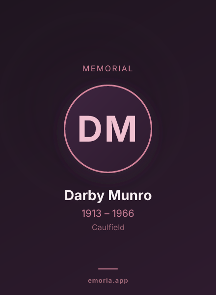 Memorial portrait of Darby Munro