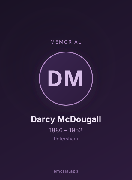 Memorial portrait of Darcy McDougall