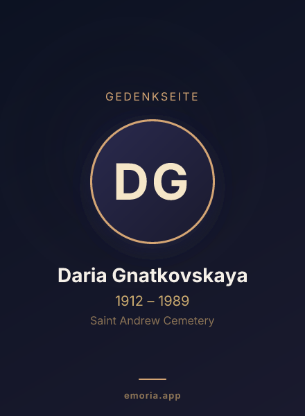 Gedenkportrait von Daria Gnatkovskaya