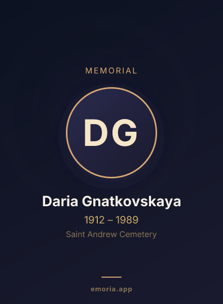 Memorial portrait of Daria Gnatkovskaya