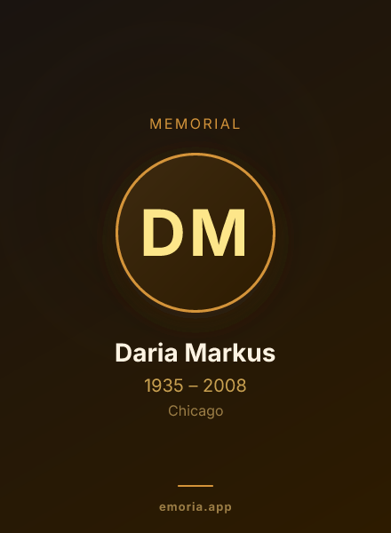 Memorial portrait of Daria Markus