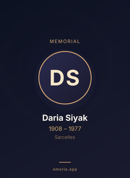 Memorial portrait of Daria Siyak