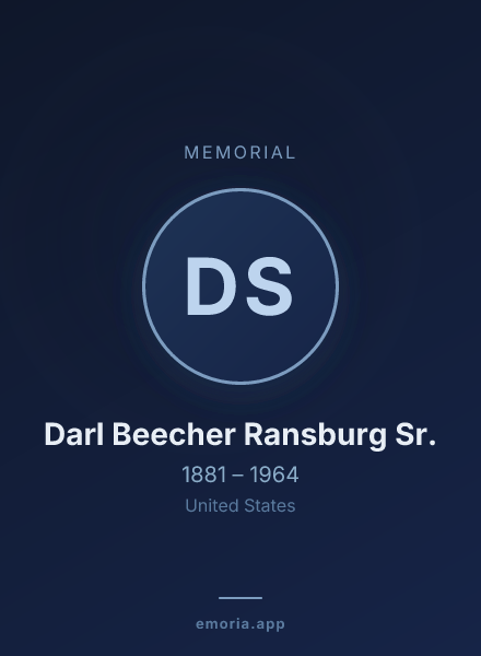 Memorial portrait of Darl Beecher Ransburg Sr.