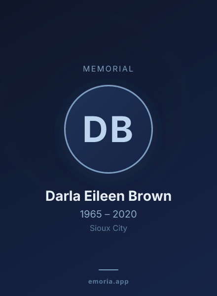 Memorial portrait of Darla Eileen Brown