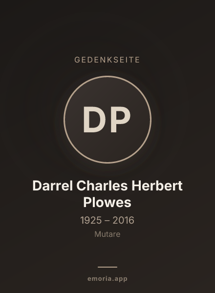 Gedenkportrait von Darrel Charles Herbert Plowes