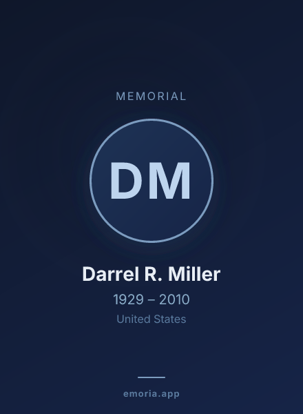 Memorial portrait of Darrel R. Miller
