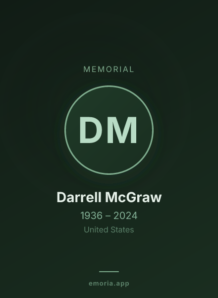 Memorial portrait of Darrell McGraw