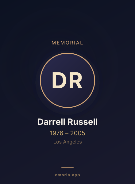 Memorial portrait of Darrell Russell