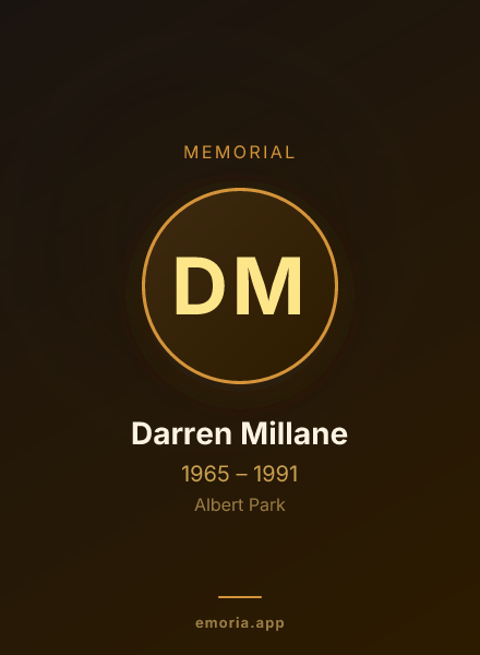 Memorial portrait of Darren Millane