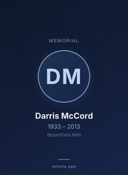 Memorial portrait of Darris McCord