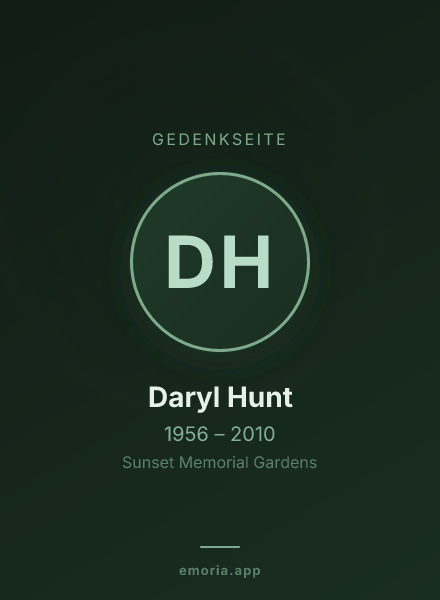 Gedenkportrait von Daryl Hunt