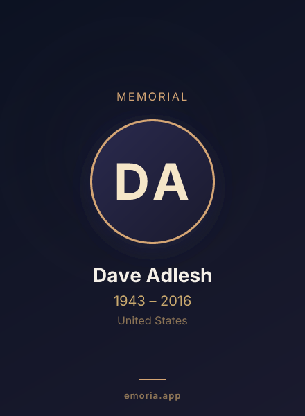 Memorial portrait of Dave Adlesh
