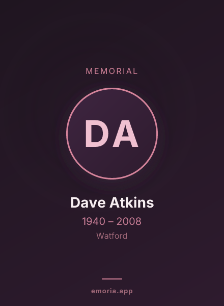 Memorial portrait of Dave Atkins