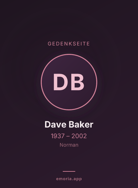 Gedenkportrait von Dave Baker