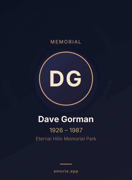 Memorial portrait of Dave Gorman