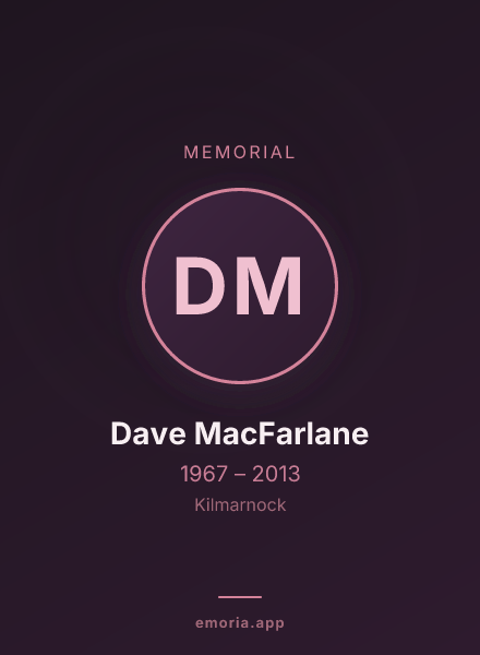 Memorial portrait of Dave MacFarlane