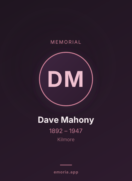 Memorial portrait of Dave Mahony