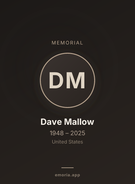 Memorial portrait of Dave Mallow