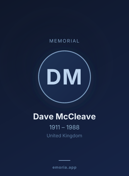 Memorial portrait of Dave McCleave