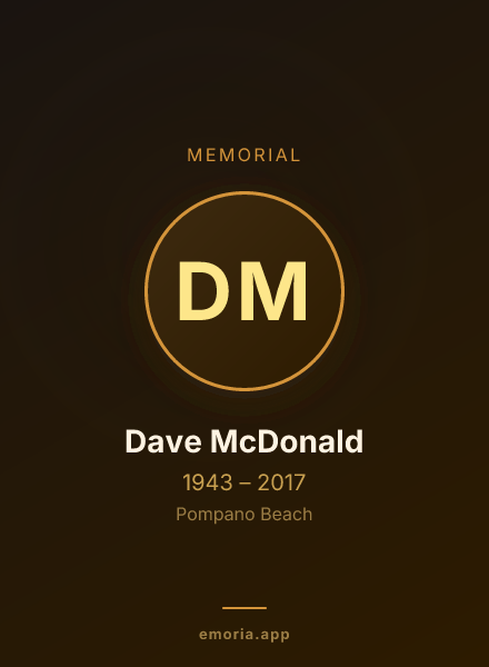 Memorial portrait of Dave McDonald