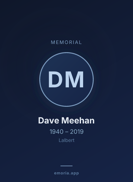 Memorial portrait of Dave Meehan
