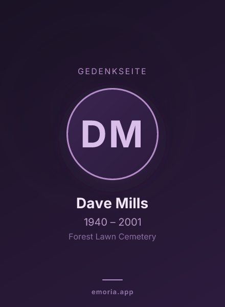 Gedenkportrait von Dave Mills