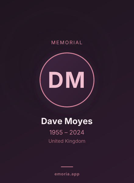 Memorial portrait of Dave Moyes