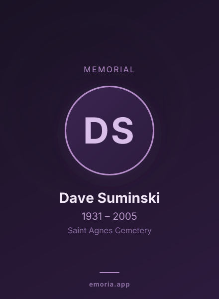 Memorial portrait of Dave Suminski
